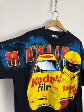 Vintage 90s Sterling Marlin Logo Athletic All Over Print Kodak Racing Graphic